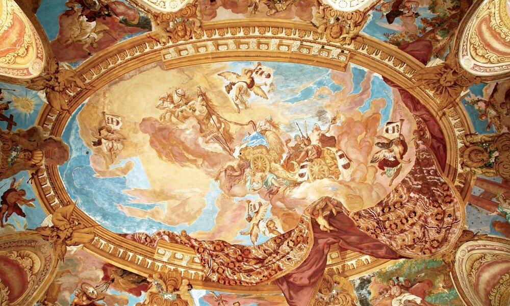 Freska na klenbě sálu předků  - apoteóza Althannů