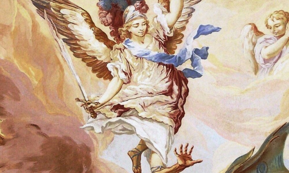 Detail archanděla Michaela z fresky v kupoli